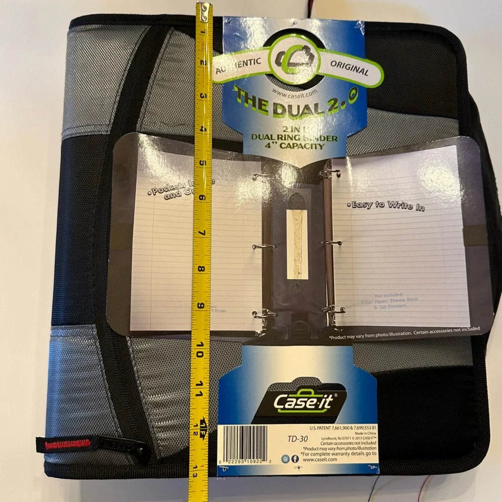 NWT CASE IT THE DUAL 2.0 BLACK/GRAY 2-IN-1 DUAL RING BINDER 4